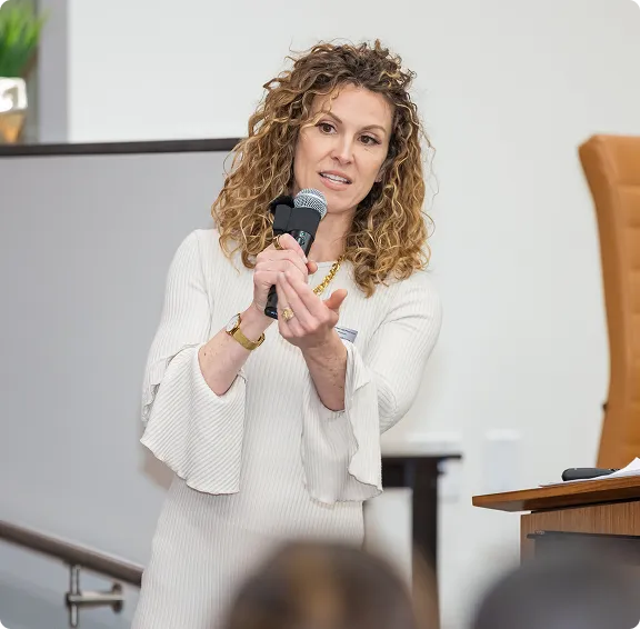Joanna connecting with the audience